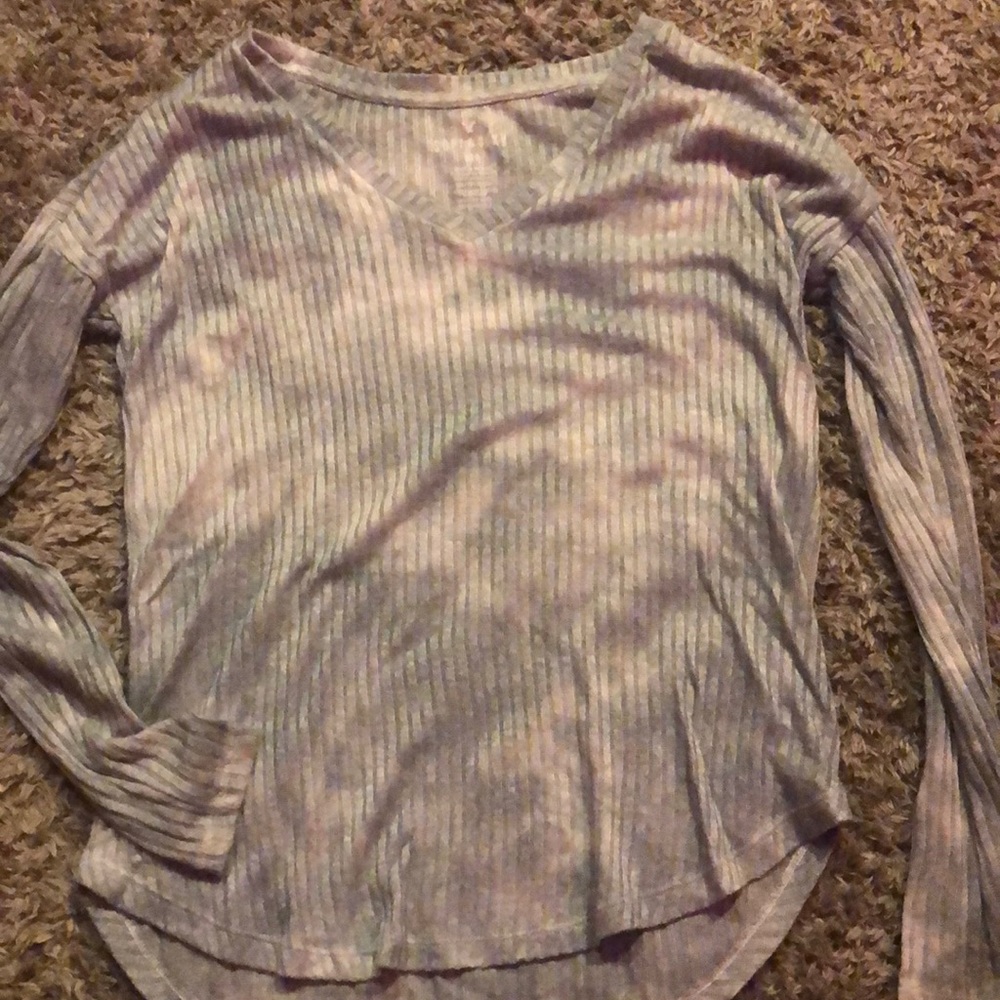 blue and white tie dyed sweater